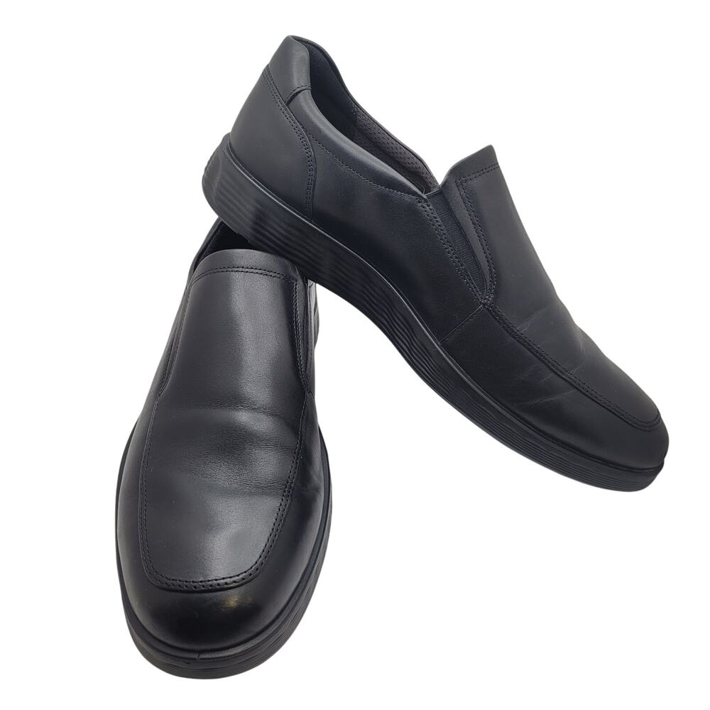 Ecco S Lite Hybrid Black Leather Slip On Shoes Loafers Comfort Work Minimalist